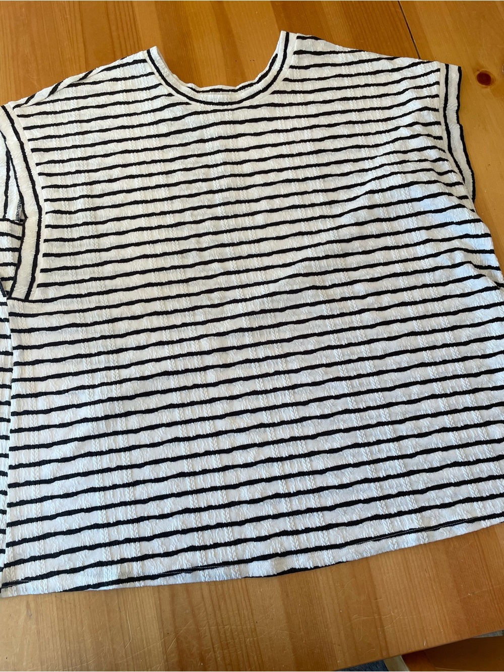 Lane Bryant Black and White Striped Short-Sleeve Tee
